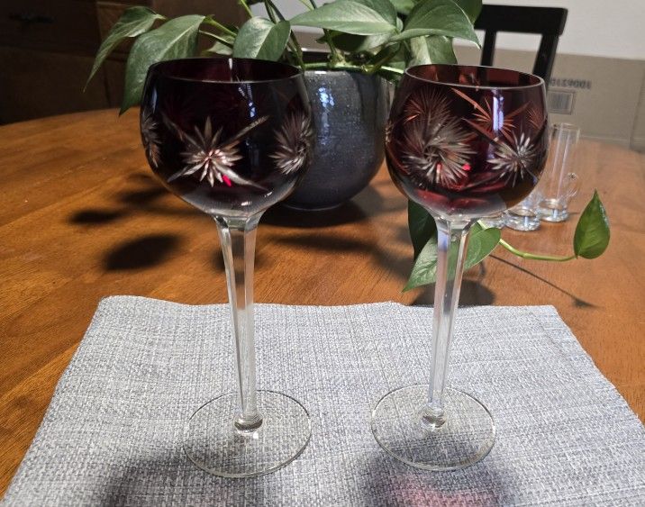 Ruby Red Crystal Wine Glasses
