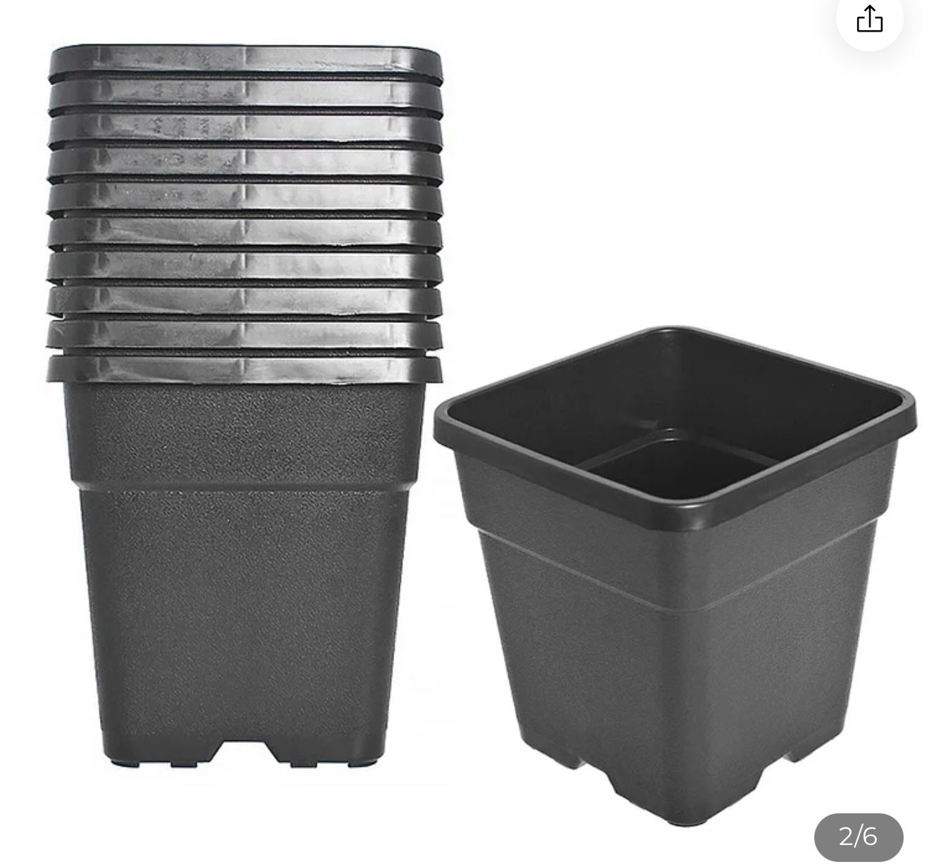 10 Pcs Plastic Planter Pots 10 Gallon Black Flower Square Pot Garden Yad Office with Drainage Hole