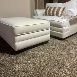 Love Seat With Foot Rest White Couch 