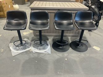 Set of 4 Black Faux Leather Bar Stools