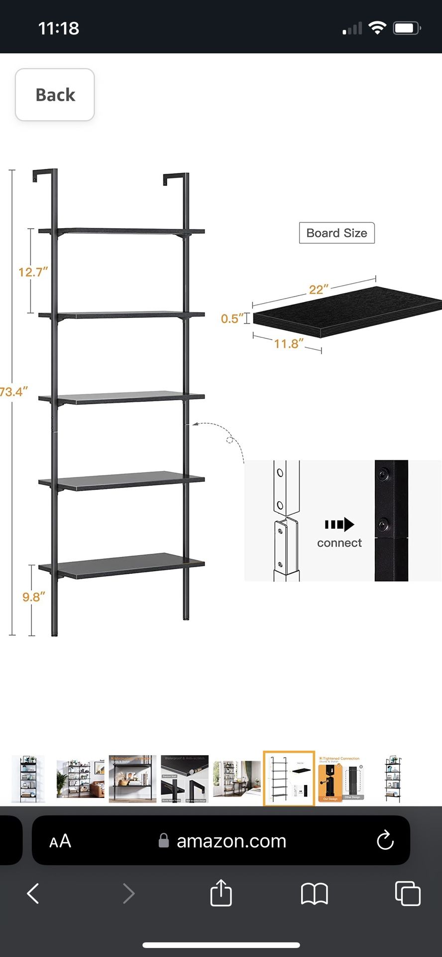 Brand New Wall Mount Ladder Book Shelf