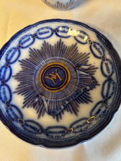 Martha Washington Flow Blue Cup & Saucer