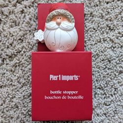 NEW Pier 1 Imports festive Santa Claus wine bottle stopper Christmas holiday themed reusable cork