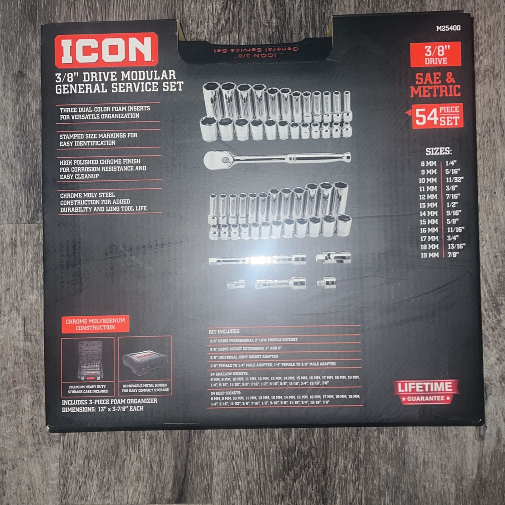 3/8 in. Drive SAE and Metric Modular General Service Socket Set, 54-Piece