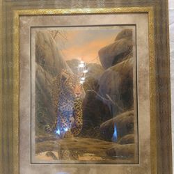 Leopard painting in matching frame