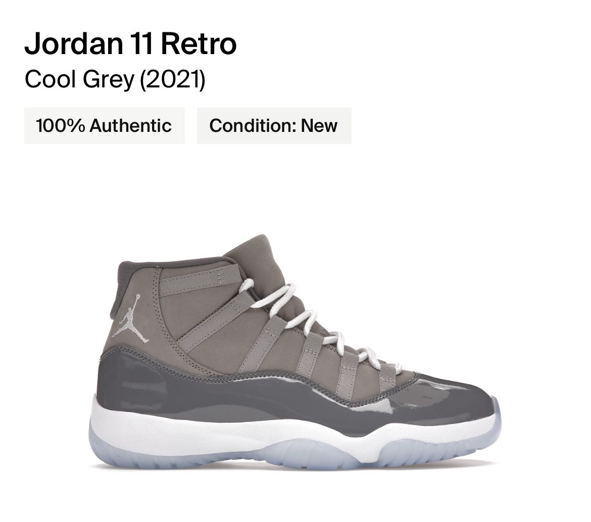 Jordan 11 Cool Grey Size 13