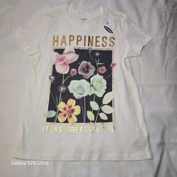 Old Navy 'Happiness' Graphic Tee Size Medium (8) White