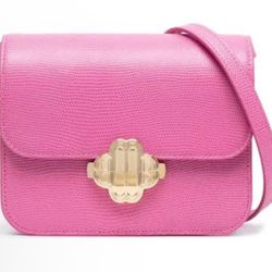 Maje Lizard-embossed Leather Bag in Pink, NWOT