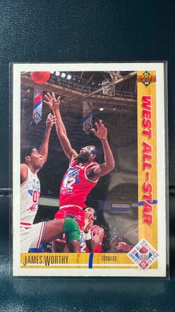 1991-92 Upper Deck Basketball card (#49) featuring Los Angeles Lakers forward James Worthy from the Western Conference All-Star team.