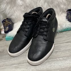 Lacoste AMPTHILL LCR3 Black Leather Shoes size 10.5 