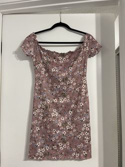 Pink Floral Off-Shoulder Dress – Size S – NEW