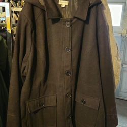 Avenue black hooded wool-blend pea coat Size-30/32