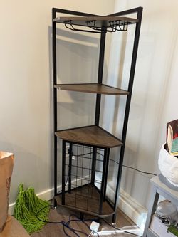 Corner Bar Shelf with Wine Glass Rack