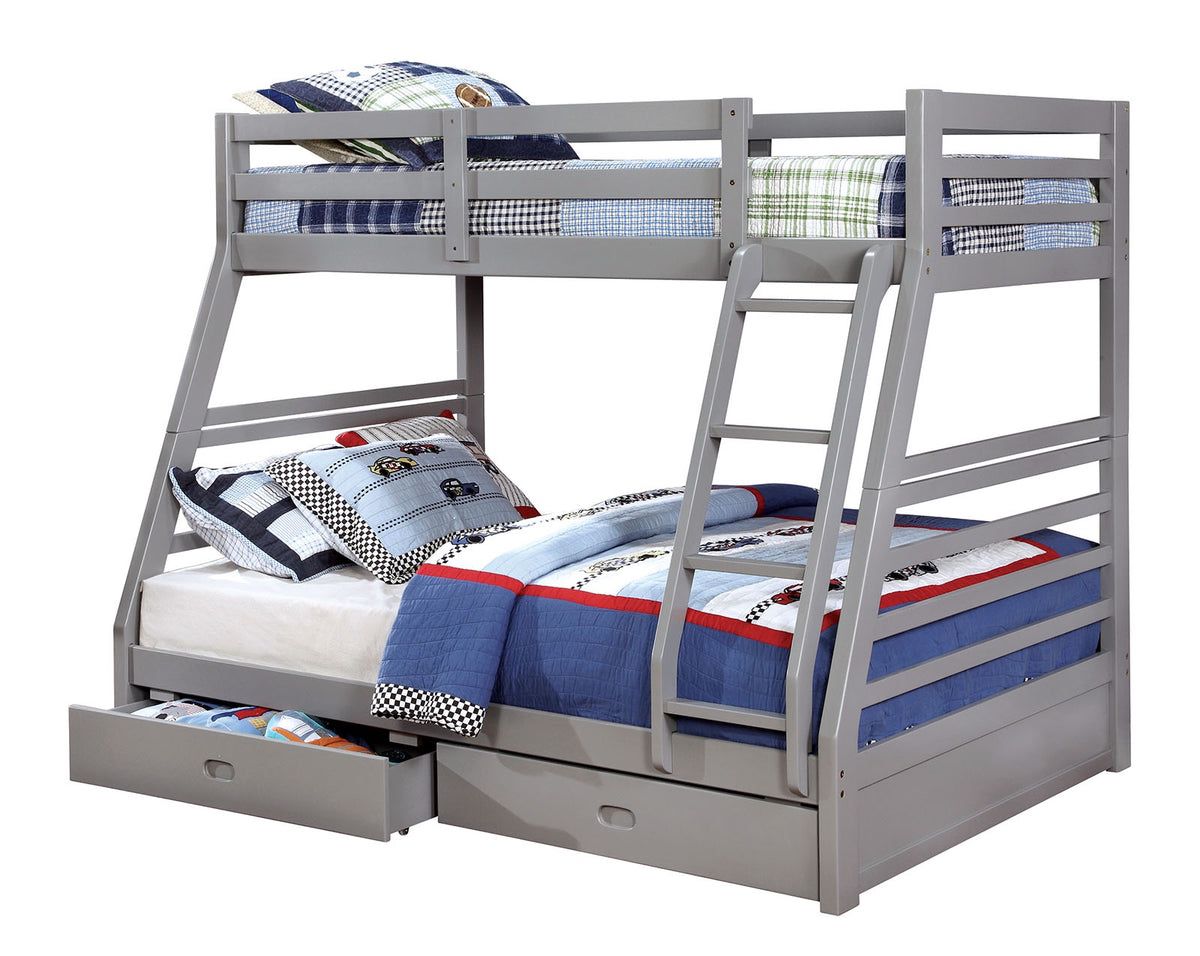 New! Furniture of America Bedroom Twin/Full Bunk Bed, Gray CM-BK588GY-1