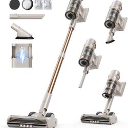 Cordless Vacuum Cleaner,80Mins/50kpa Vacuum Cleaners for Home,Stick Vacuums with Self-Standing,Touch Screen,LED Headlights, Anti-tangle,Rechargeable,L