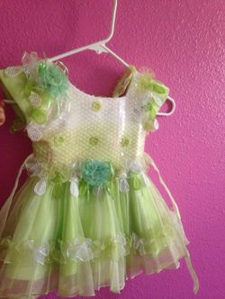 Girl 12 18 24 month 1-2 years old hand made wedding party dress fluffy tutu sparking light green