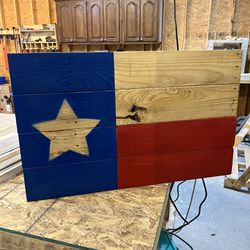 Natural Wood Texas Flag 