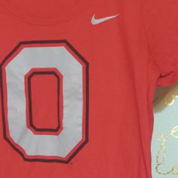Nike Ohio State Womens T Shirt Size Medium, Athletic Neck Cut Red Colorway 