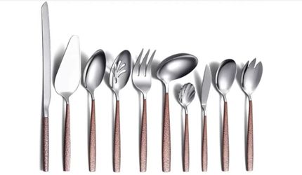 Brand new Silverware Serving Set 10 Pieces With Moon Surface Handle And Shiny Mirror Polish