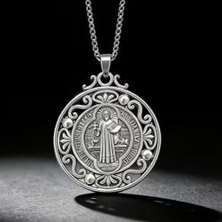 LARGE AT BENEDICT MEDAL AND CHAIN