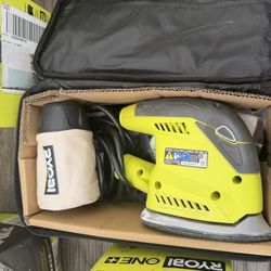 RYOBI 1.2 Amp Corded 5.5 in. Corner Cat Sander with Dust Bag, Sample Sandpaper, and Storage Case