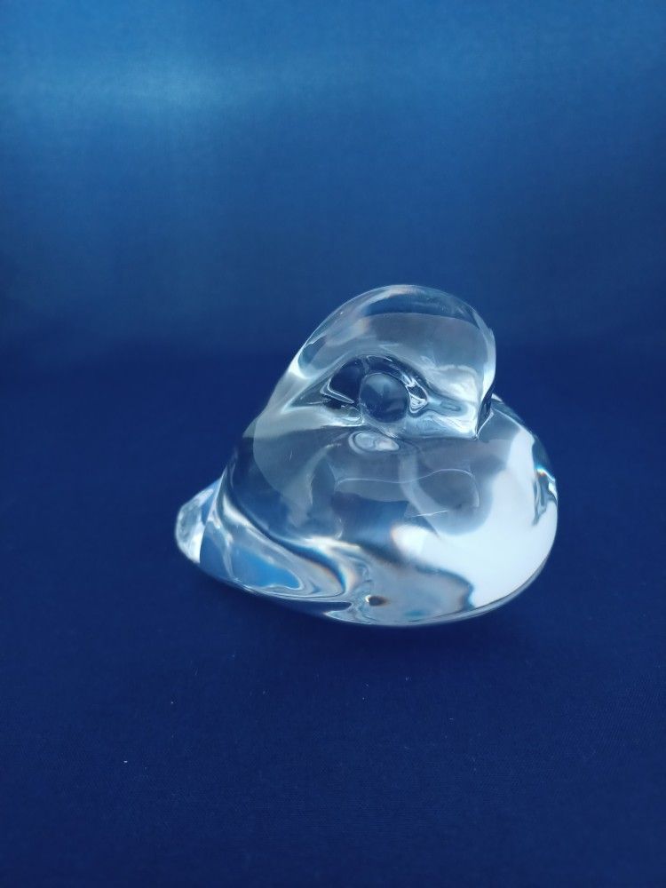 PORTIEUX BIRD FRANCE CRYSTAL PAPERWEIGHT RARE SIGNED 2.5"x3.75"