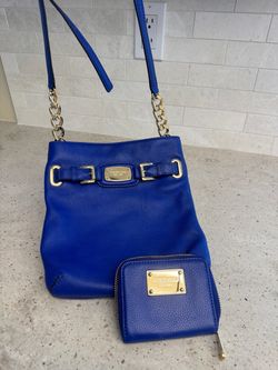 MK vintage blue leather purse, and wallet