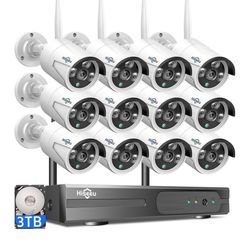 Hiseeu Wireless WiFi Pro Security Camera System, 12 Pack 