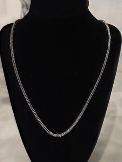 24" White Gold-Plated Franco Chain Over Brass – Silver Tone