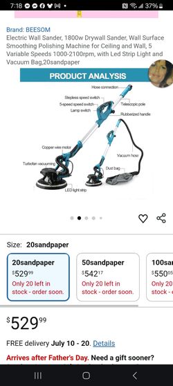 Wall sander with led lights and vacuum