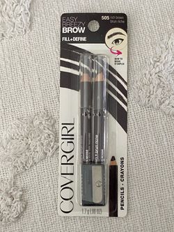 NEW. Covergirl Easy Breezy Brow Fill+Define 2 Pencils 505 Rich Brown with sharpener