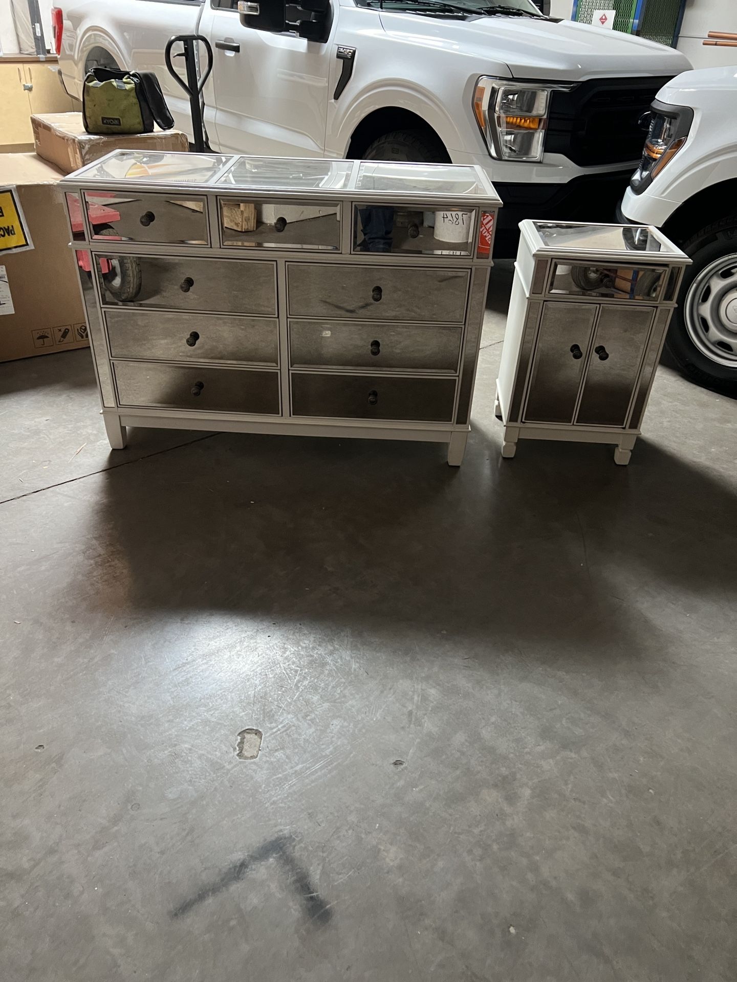 Mirrored dresser and nightstand