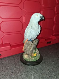 African Grey Parrot Figurine Statue