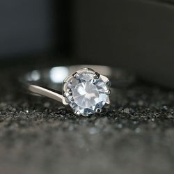 "Dainty Gemstone CZ Elegant Silver Engagement Rings for Women, VP1697
