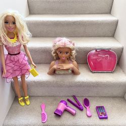 28” Barbie, Barbie Styling Head And Accessories With Case ($30 For All)