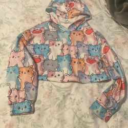 SHEIN Crop Top Cat Sweater Hoodie Size 8 Little Girls
