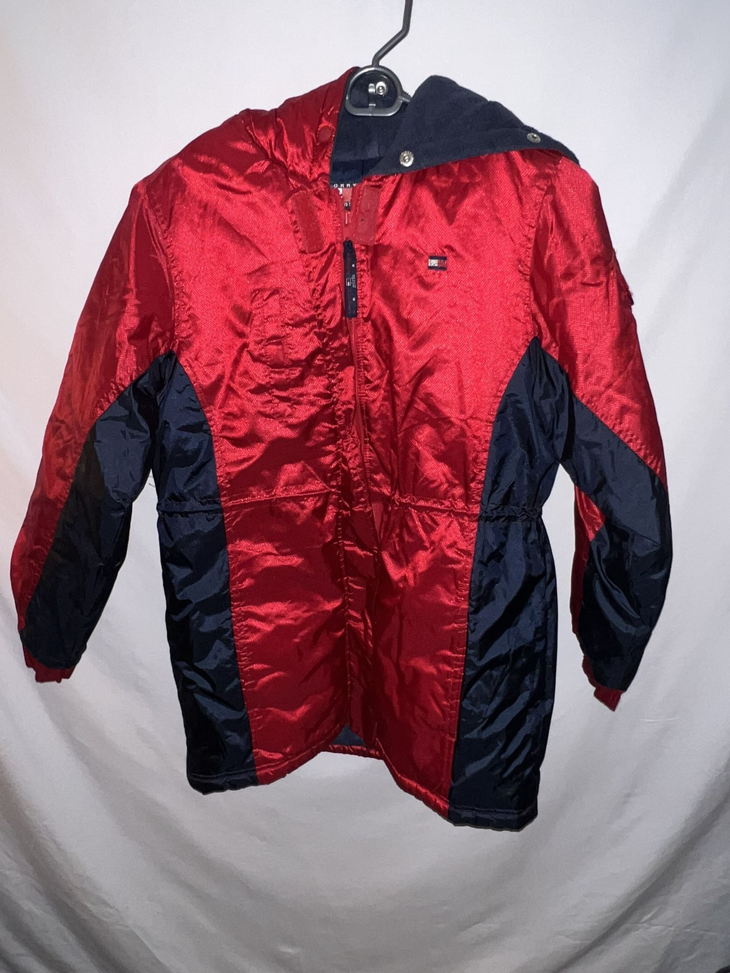 Girls kids Large size 10/12 Tommy Hilfiger red blue satin heavy winter coat