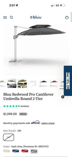 Bluu Redwood Pro Cantilever Umbrella Round 2-Tier