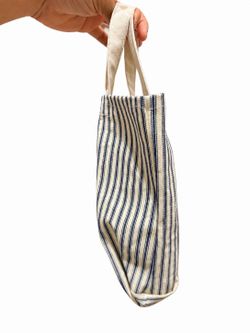 Striped canvas mini tote bag