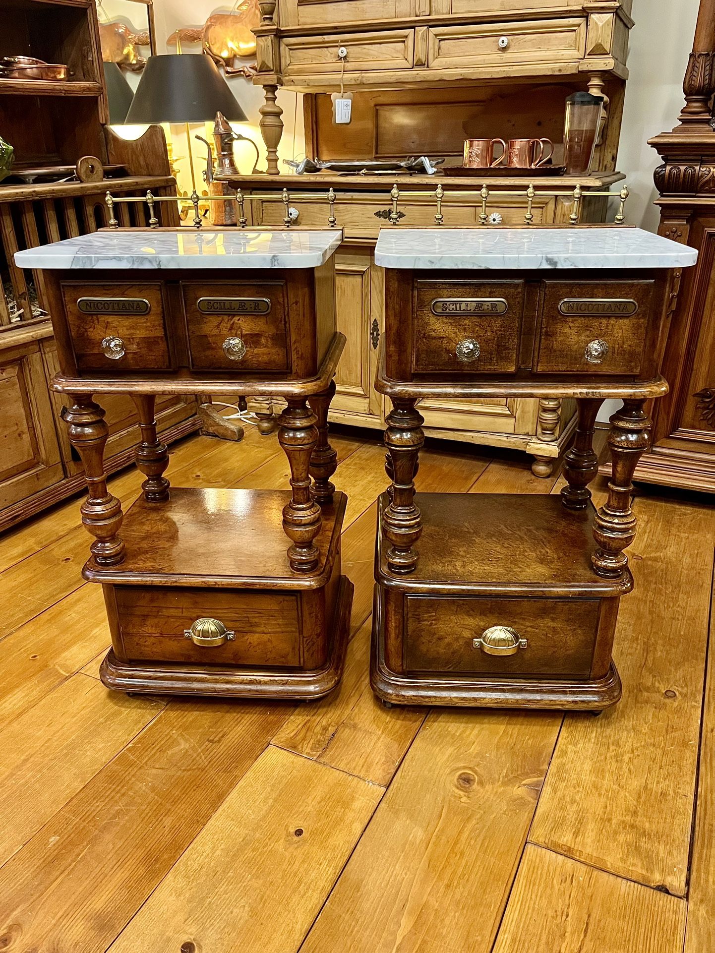 Vintage Pair Of Pulaski Apothecary Side Tables