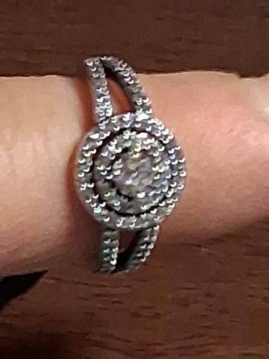 Pandora Authentic Brand New Sterling Silver Sparkling Double Halo Ring Size 7