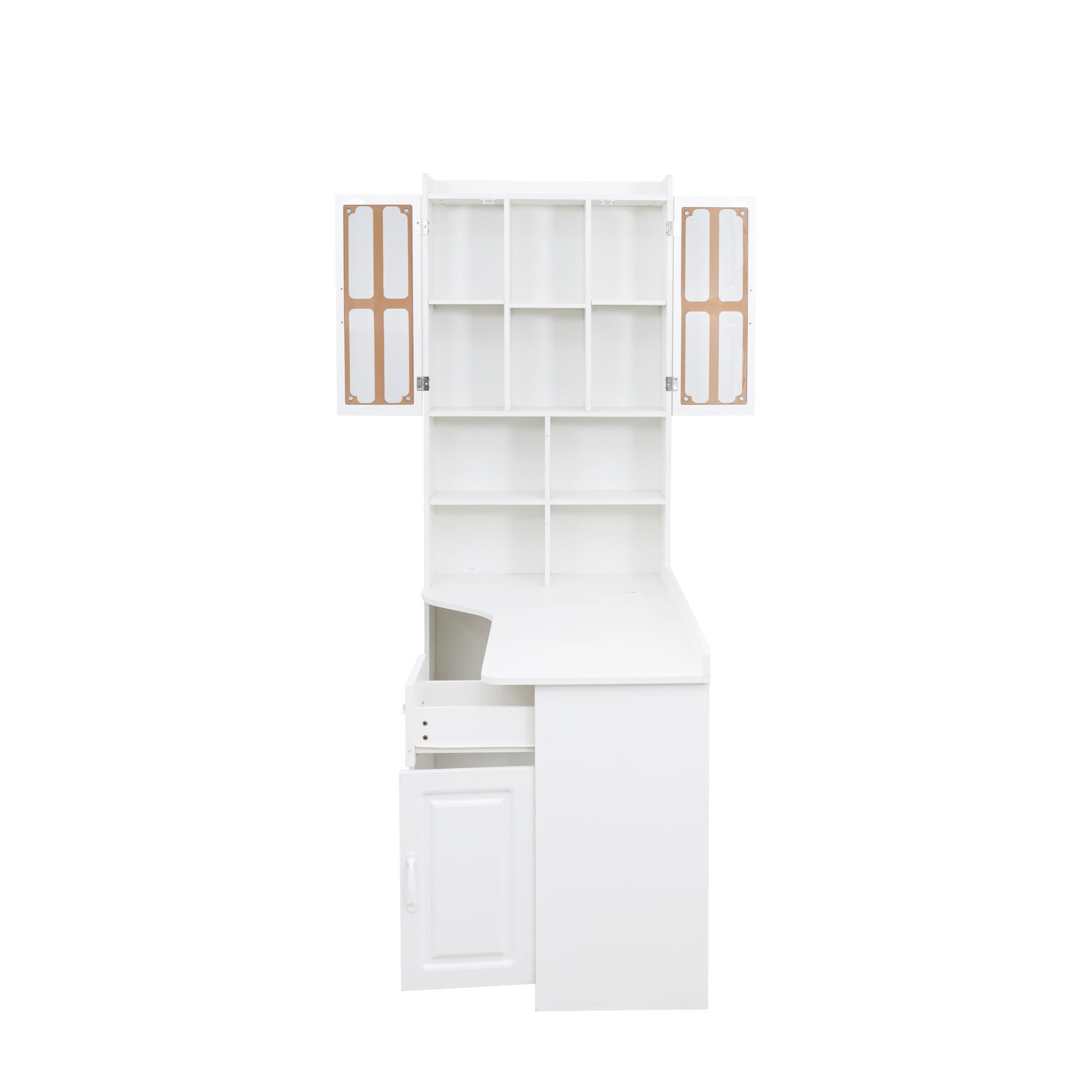 L-Shaped Corner Computer Desk for Home Office or Study desk, Study Modern Style Table with Drawers, Bookshelf & Hutch, 2-in-1 L-Shaped Design, Large W