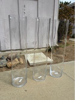 3 Tall Glass Vases