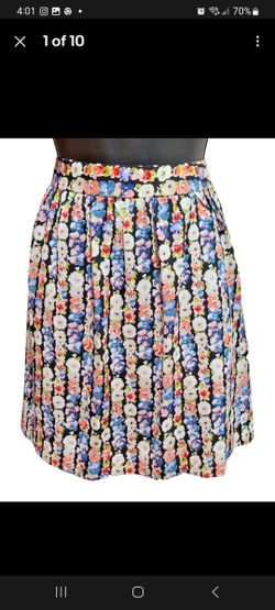 J Crew Mercantile Skirt Women Black Pleated Ditsy Floral Fairy Academia Y2K Sz 4