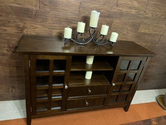 Farmhouse Entertainment Center 53Lx16Wx35H, Wood TV Stand with Storage Cabinet, Drawers & Adjustable Shelves, Large & Sturdy TV Console Table