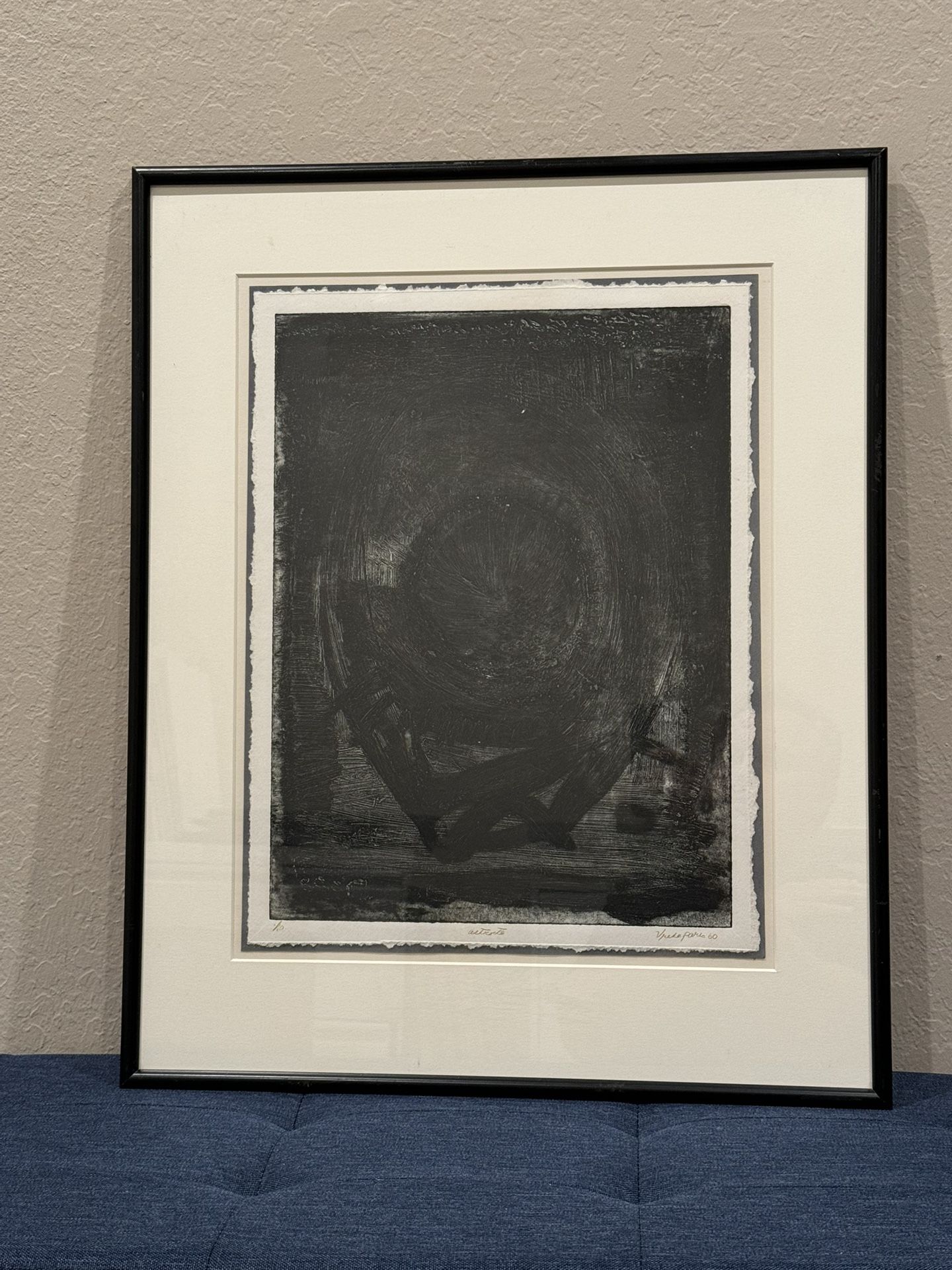 FREIDA VREDAPARIS (1928-) Surrealist 1960 Collagraph Print "ASTRACTO" Sgd. 1/10