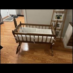 Like New Wood Rocking Baby Cradle