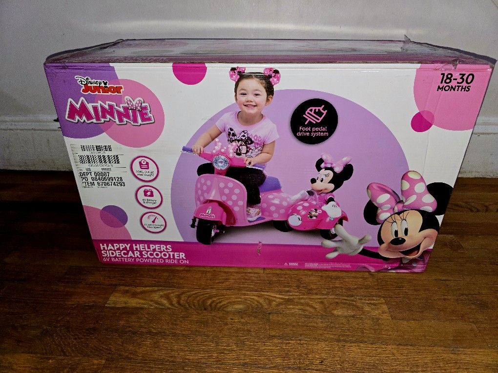 💫Disney Minnie Mouse Electric Ride-On Scooter with Sidecar - BRAND NEW - Perfect Gift!💫