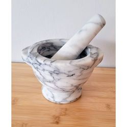 Marble Mortar & Pestle White & Gray, New