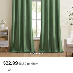 Deavion Velvet Room Darkening Sage Green 52x84in Curtain Set Of 2